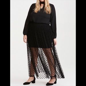 Torrid polka dot mesh maxi skirt NWT